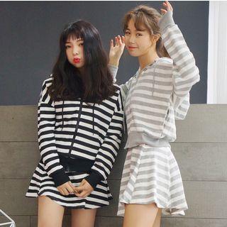 Set: Striped Zip Hoodie + A-line Skirt