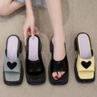 Heart Platform Chunky Heel Slide Sandals