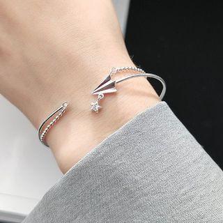 Rhinestone Star Bangle 1 Pc - Silver - One Size