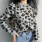 Crewneck Printed Leopard Sweater