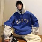 Mock Two Piece Embroidered Hoodie