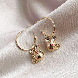 Rat Drop Earring 1 Pair - Silver Needle - Gold - One Size