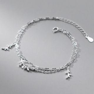 Branches Rhinestone Layered Bracelet S925 Silver - Bracelet - Silver - One Size