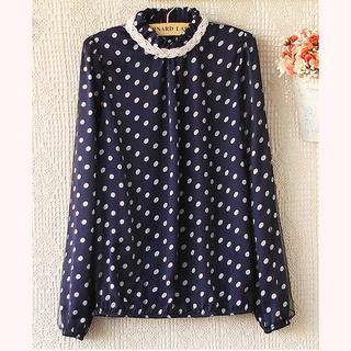 Long-sleeve Dotted Blouse