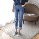 Band-waist Cuff-hem Straight-cut Jeans