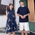 Couple-matching Sleeveless A-line Qipao Dress / T-shirt / Shorts