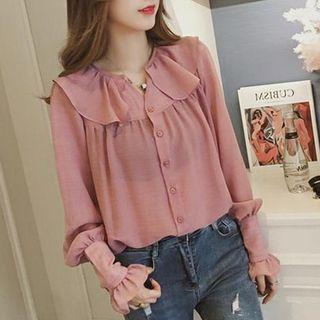 Long-sleeve Chiffon Button Blouse