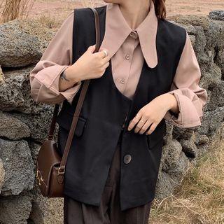 Plain Blouse / Single-breasted Vest