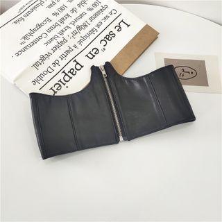 Zipped Faux Leather Belt Black - One Size