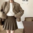 Houndstooth Loose-fit Blazer / Pleated Mini Skirt