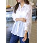 Plus Size Long-sleeve Sheer Shirt