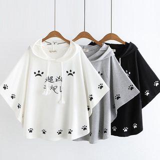 Chinese Character Short-sleeve Hood T-shirt