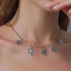 Alloy Leaf Pendant Necklace 3480 - 01 - Silver - One Size