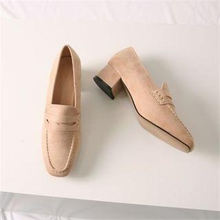 Heeled Suedette Penny Loafers
