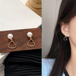 Faux Pearl Alloy Heart / Star / Triangle Dangle Earring