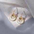 Rhinestone Circle Ear Stud 1 Pair - Silver Needle - Gold - One Size
