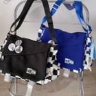 Checkered Messenger Bag / Bag Charm / Badge / Set