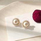 Faux Pearl Stud Earring 1 Pair - Silver Needle - As Shown In Figure - One Size