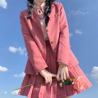 Plain Blazer / Pleated Skirt / Shirt