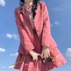Plain Blazer / Pleated Skirt / Shirt