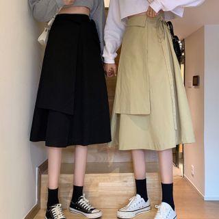 Asymmetrical Tie-strap Cargo Midi A-line Skirt