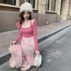 Long-sleeve Cold-shoulder Dress