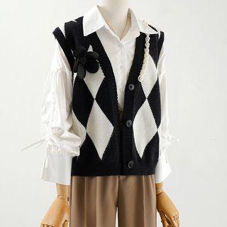 Pocket Detail Shirt / High Waist Straight Leg Pants / Neckerchief / Set