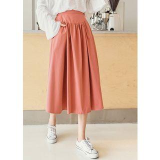 Plus Size Waist-yoke Midi Flare Skirt