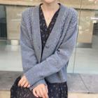 Wool Blend Cable-knit Cardigan Gray - One Size