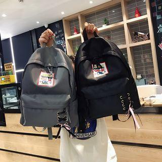 Printed Lace-up Nylon Backpack