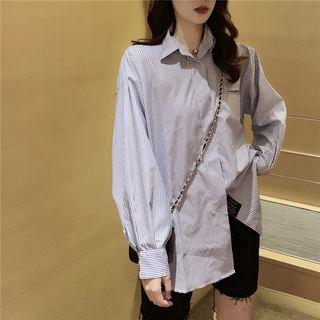 Long-sleeve Striped Blouse Stripe - One Size