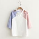 Color Block Cut Out Short-sleeve T-shirt