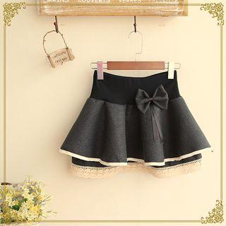 Lace-trim Layered Mini Skirt