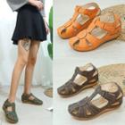 Adhesive Strap Cutout Wedge Heel Sandals