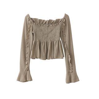 Ruffle Trim Long-sleeve Crop Top