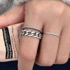 925 Sterling Silver Chain Open Ring 1462 - Silver - One Size