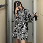 Zebra Print Shirt / Mini A-line Shirtdress