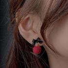 Pom Pom Drop Ear Stud / Sterling Silver Ear Stud / Clip-on Earring