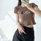 Embroidered Slim-fit Crop T-shirt