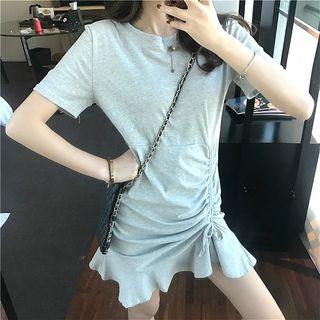 Drawstring Front Short Sleeve Dress