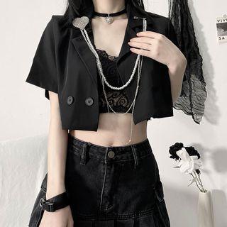 Short-sleeve Cropped Blazer / Chain