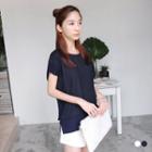 Tonal Paneled Short-sleeve Top