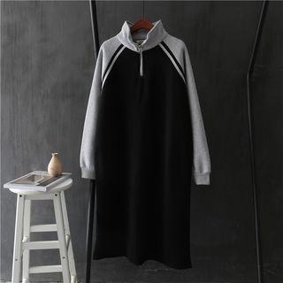 Half Zip Pullover Dress Black - One Size