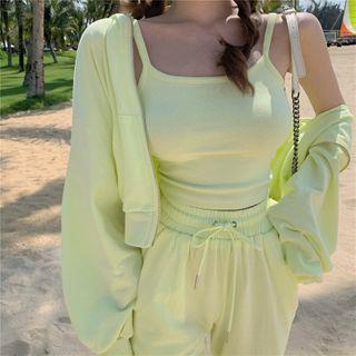 Plain Camisole Top / Light Jacket / Sweatpants