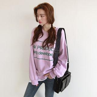 Layered-hem Lettering Cotton Sweatshirt