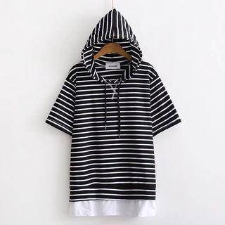 Paneled Striped Hoodie