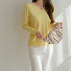 Basic V-neck Knit Top In 11 Colors