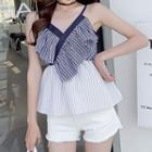 Ruffle Striped Camisole Top / Light Jacket