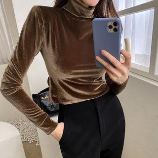 Turtle-neck Velour Top