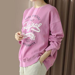 Letter-printed Slit-cuff Sweatshirt